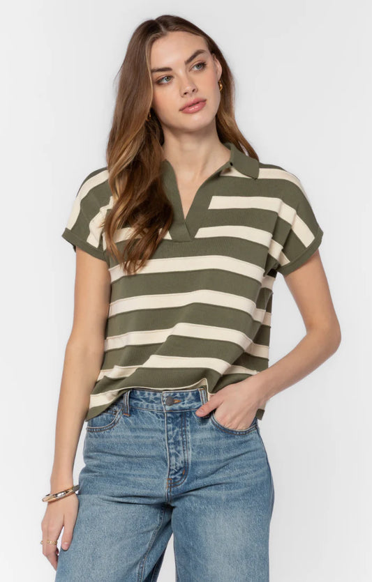 "Annabelle" Short Sleeve Sweater - Burnt Olive