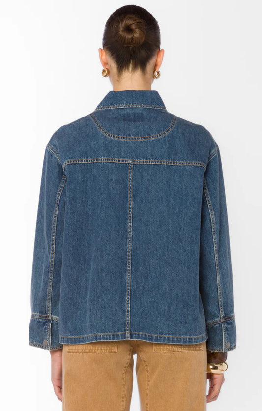Dominic Long Sleeve Boxy Long Sleeve, Front Button Corduroy Jacket
