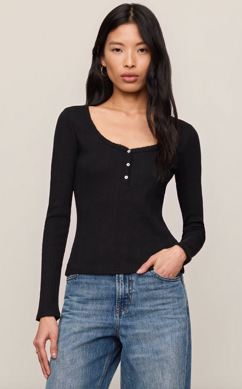 Audri Scalloped Top - Black