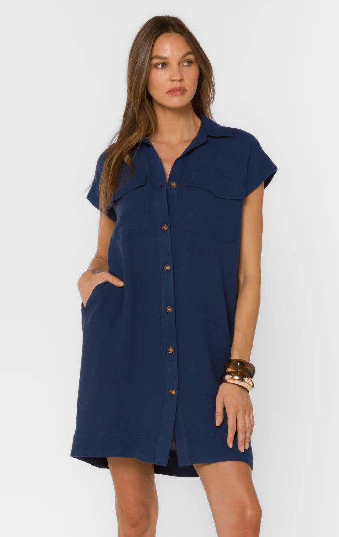 Deanna Short Sleeve Utility Dress - French Navy