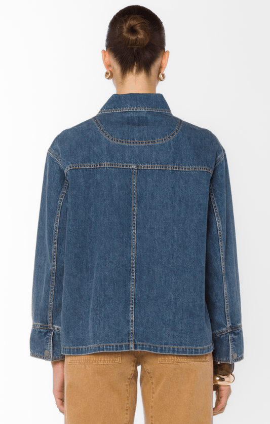 Dominic Long Sleeve Boxy Long Sleeve, Front Button Corduroy Jacket
